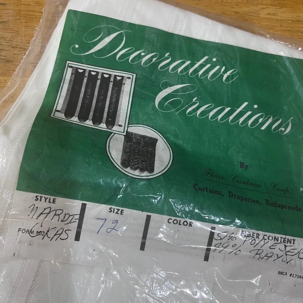 Vtg Decorative Creations White Sheer Mardi Gras Striped Curtain Panel 72